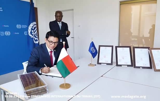 Image à la une de OIT Genève, Justice Sociale et Travail Décent. Le Président Andry Rajoelina a lancé un appel sur la nécessité d’une mobilisation à l’échelle internationale