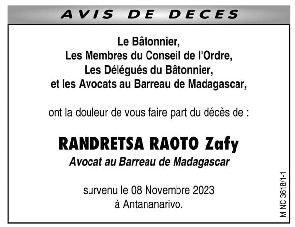 Image à la une de Nécrologie du 20 novembre 2023