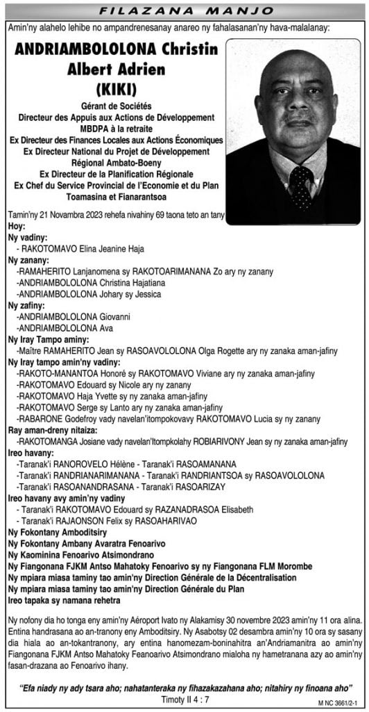 Image à la une de Nécrologie du 30 novembre 2023