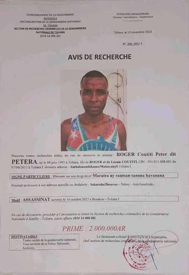 Image à la une de Meurtre d’un transitaire-informaticien – Une prime de 2 millions d’ariary pour la tête d’un suspect