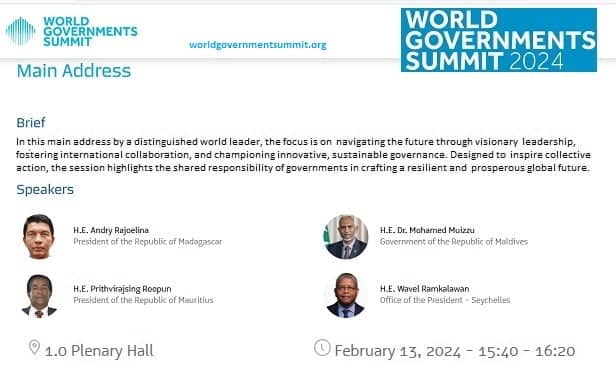 Image à la une de Dubaï. Le Président Andry Rajoelina présent au WGS 2024 où il prendra la parole