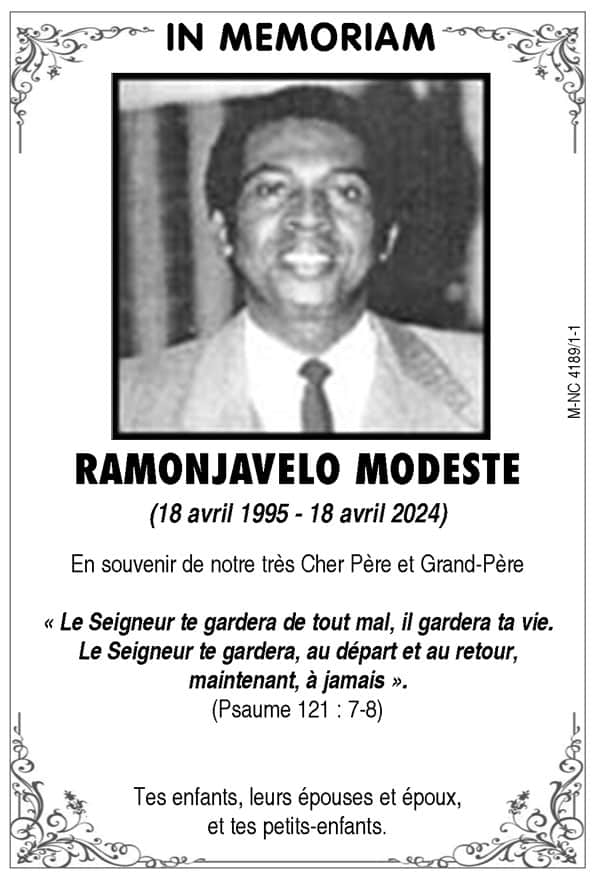 Image à la une de Nécrologie du 18 avril 2024