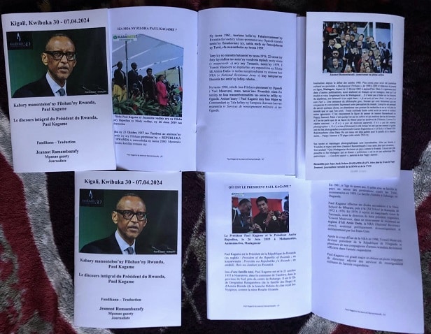 Image à la une de PAUL KAGAME KWIBUKA 30. Traduit en malagasy et français par Jeannot Ramambazafy dans un livre de 56 pages