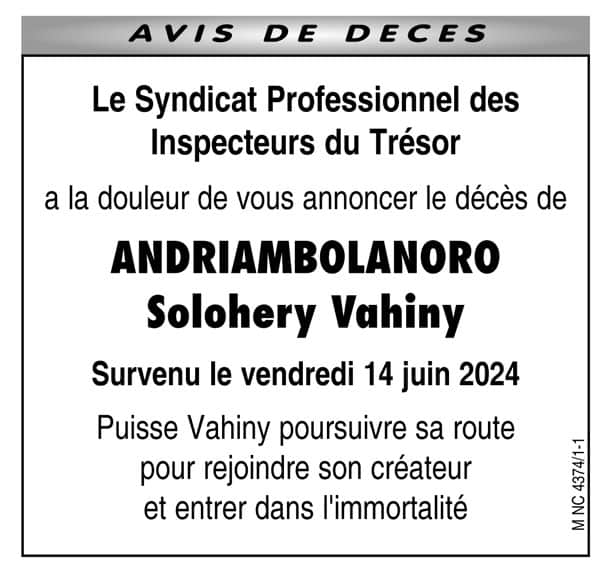 Image à la une de Nécrologie du 17 juin 2024