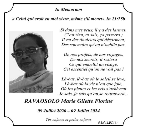 Image à la une de Nécrologie du 09 juillet 2024