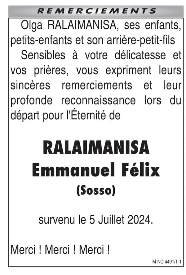 Image à la une de Nécrologie du 17 juillet 2024