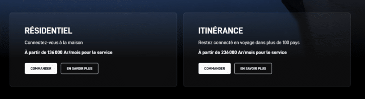 Starlink offres disponibles à Madagascar