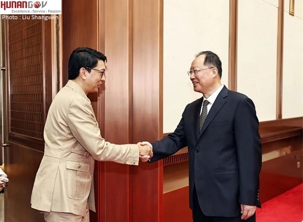 Image à la une de Chine. Le Président Rajoelina à Changsha, Capitale de la province de Hunan, a été reçu par le Gouverneur Mao Weiming