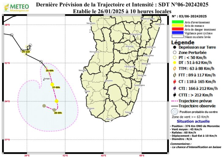 Image à la une de Alerte cyclonique levée dans le Sud, les risques d’intensification de la perturbation en tempête tropicale en baisse