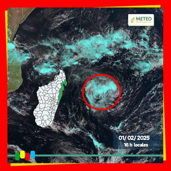 Image à la une de METEO – Alerte verte cyclonique pour le Centre Est de Madagascar avec l’atterrissage attendu d’une tempête tropicale mardi