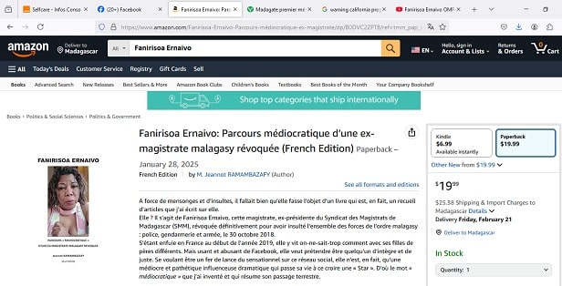 Image à la une de Fanirisoa Ernaivo. Parcours médiocratique d’une ex-magistrate malagasy révoquée, sur Amazon.com
