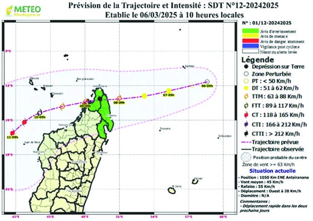 Image à la une de Météo – Une zone de perturbation au Nord-est d’Antsiranana
