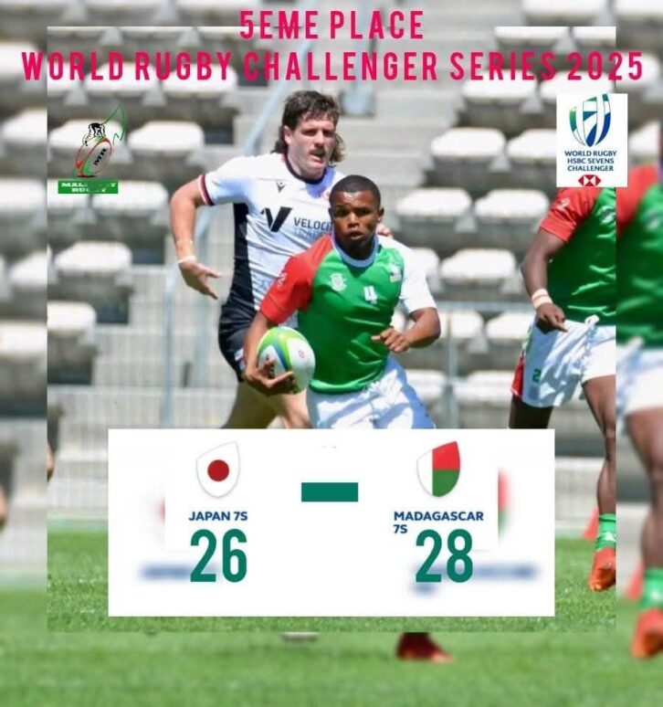 Image à la une de WORLD RUGBY SEVENS CHALLENGER SERIES – Madagascar remporte sa demi-finale de la cinquième place face au Japon