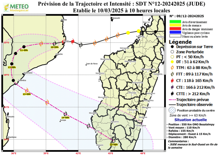 Image à la une de MÉTÉO  –  Atterrissage probable d’un cyclone à Toliara