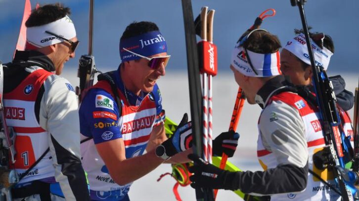 Image à la une de Biathlon: les Français remportent les derniers relais masculins et féminins de la saison à Nove Mesto
