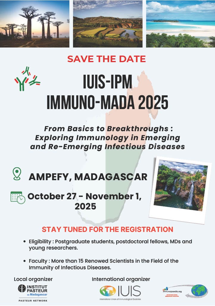 Image à la une de SAVE THE DATE Cours d’immunologie : « From Basics to Breakthroughs: Exploring Immunology in Emerging and Re-Emerging Infectious Diseases »