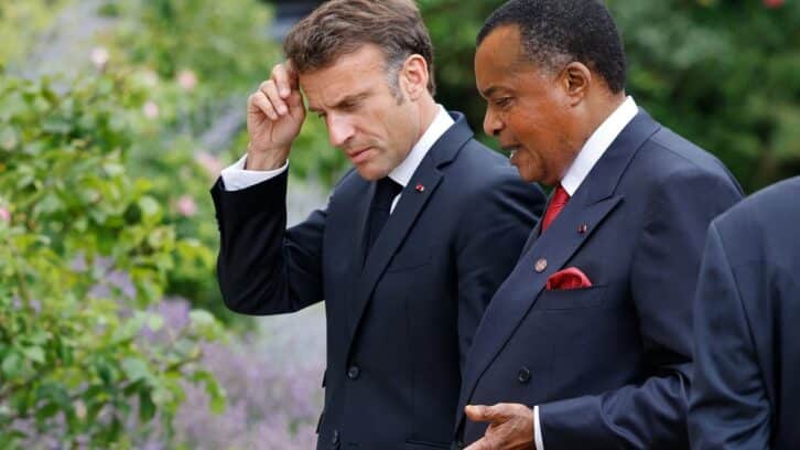 Image à la une de Denis Sassou Nguesso chez Emmanuel Macron : justice et environnement au menu