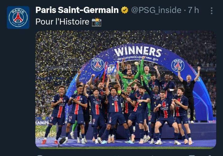 Image à la une de FOOTBALL – Le Paris Saint-Germain remporte la Ligue des champions pour la première fois de son histoire
