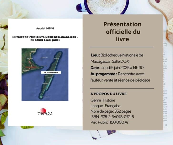 Image à la une de OUVRAGE – Sortie du livre signé Anaclet Imbiki sur l’Histoire de l’île Sainte-Marie de Madagascar, du début à nos jours